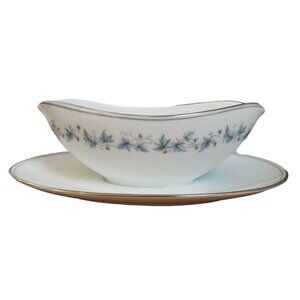Vintage Noritake China Japan 6207 Concord Gravy Boat w/ attached plate